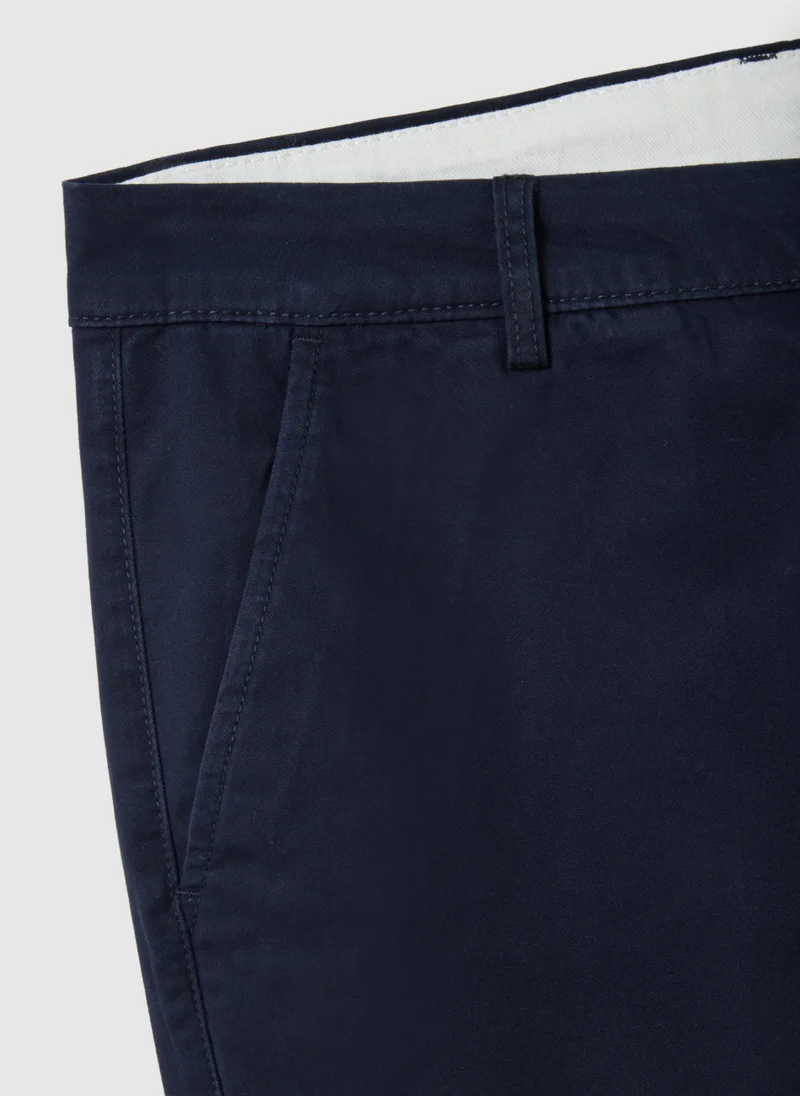 Ovs OVS Blue Stretch Cotton Trousers Regular Fit